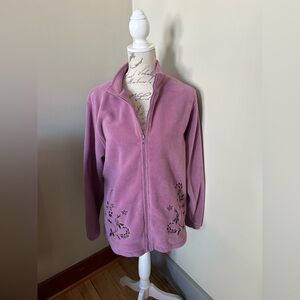 Lavender Fleece Jacket with Embroidery